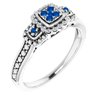 Sterling Silver Blue Sapphire and .06 CTW Diamond Halo Style Illusion Ring Ref 3440121